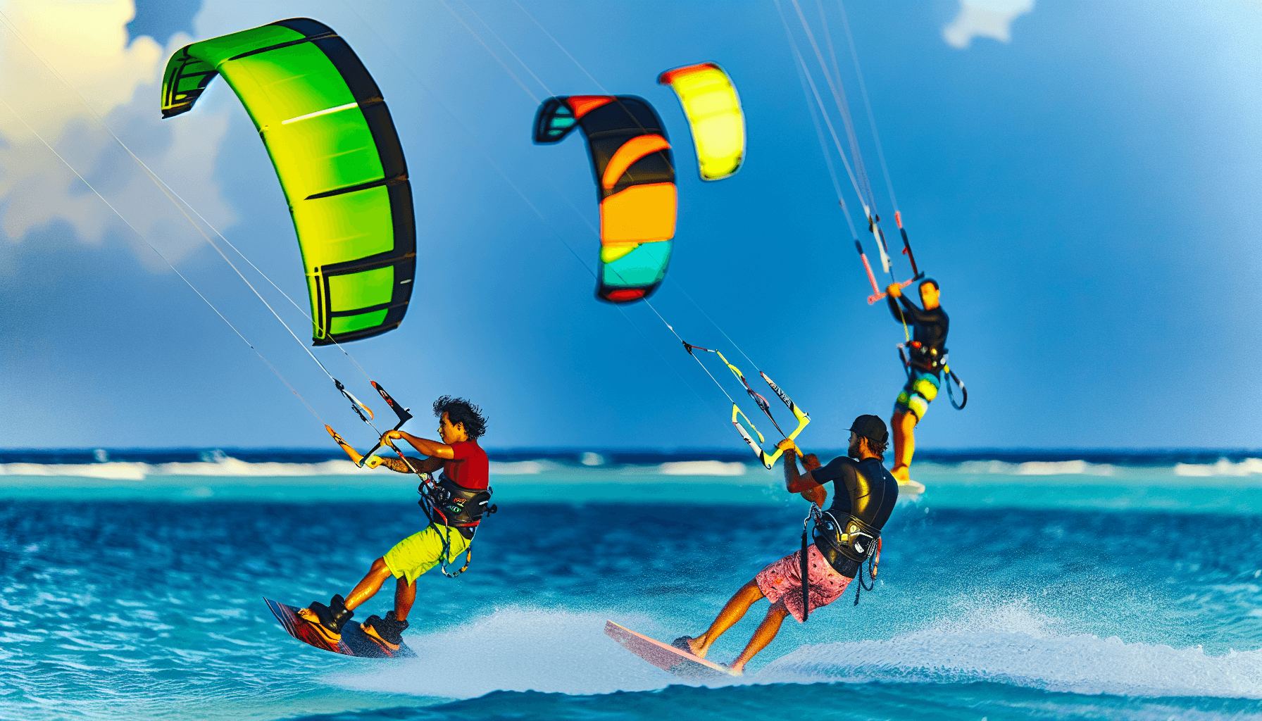 Kitesurfer navigating the wind direction during a session