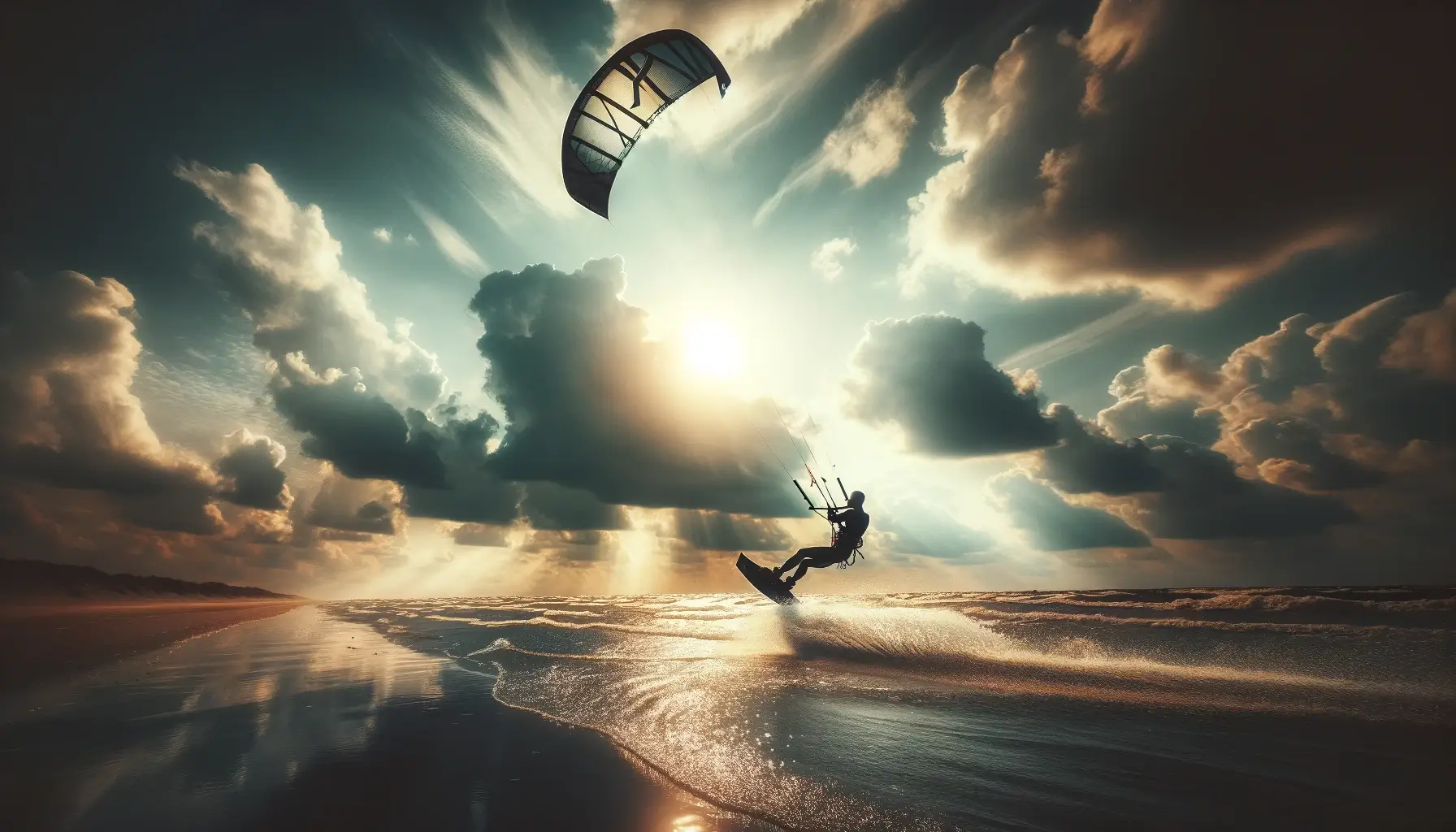 kitesurfer performing a takeoff